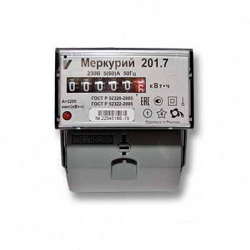 Электросчетчик Меркурий 201.7 5(60)А/230В 