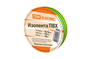 Изолента ПВХ 0,13*15мм Желто-Зеленая 10метров TDM