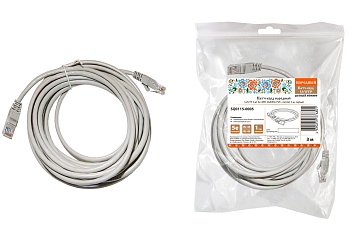 Патч-корд народный U/UTP Cat 5e 4PR 24AWG PVC, литой 3 м, серый
