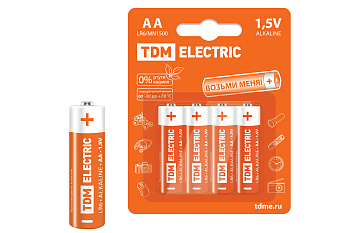 Элемент питания LR6 AA Alkaline 1,5V BP-4 TDM
