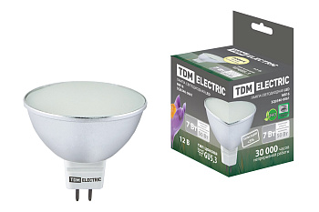 Лампа светодиодная MR16-7 Вт-12 В -3000 К–GU 5,3 SMD (с матовым стеклом) TDM