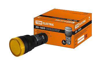 Лампа AD-16DS(LED)матрица d16мм желтый 12В AC/DC TDM