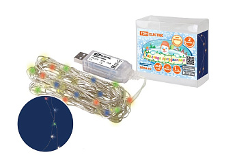 Гирлянда светодиодная "Роса 100-Д" 10 м, 100LED, белый, ПДУ, USB, IP20, TDM